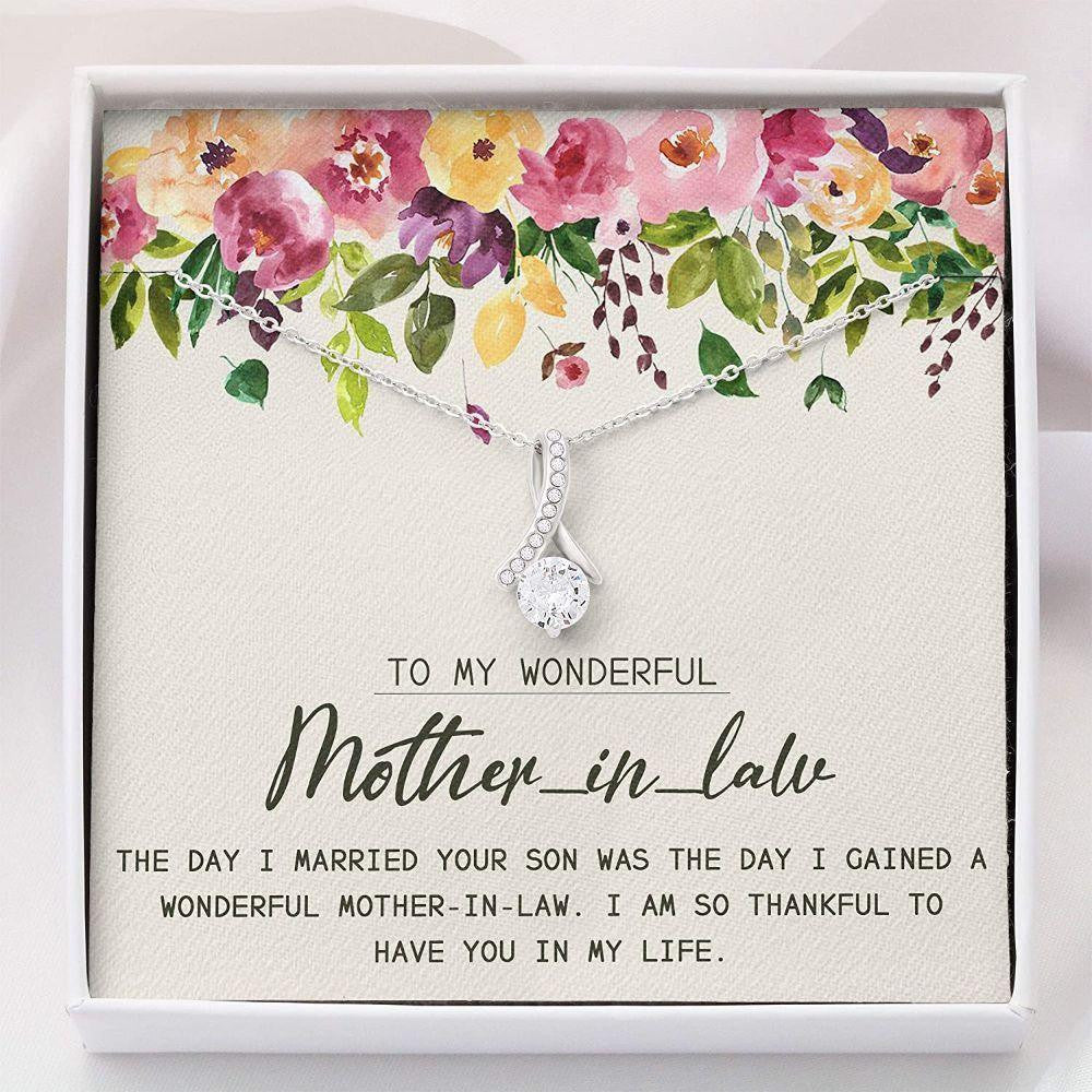Mother-in-law Necklace, Mother In Law Gifts � Alluring Beauty Necklace With Gift Box For Birthday Christmas