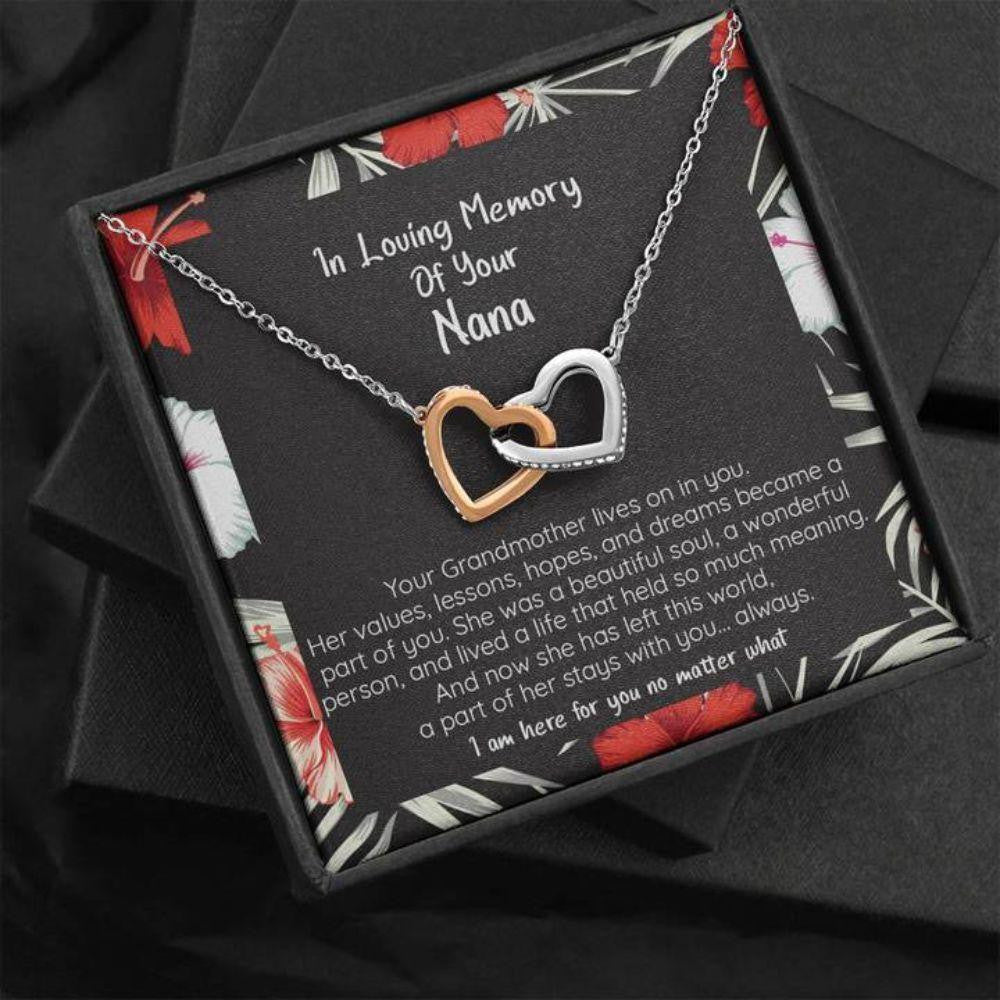 Memorial Necklace, In Loving Memory Of Nana Remembrance Necklace, Connected Heart Forever