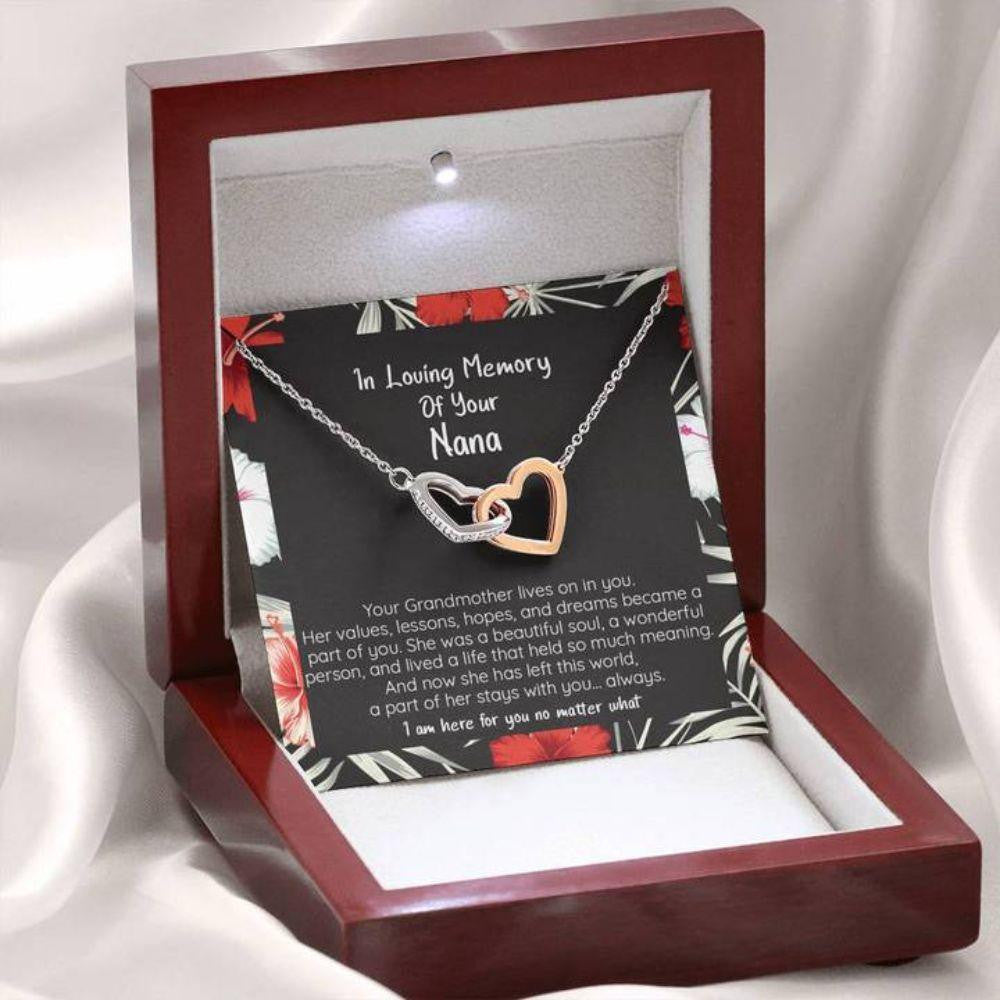 Memorial Necklace, In Loving Memory Of Nana Remembrance Necklace, Connected Heart Forever