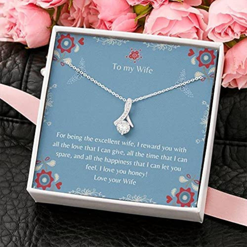 Wife Necklace, Gift Necklace With Message Card Wife To Wife Blue The Inner Necklace, Gift To My Wife Necklace