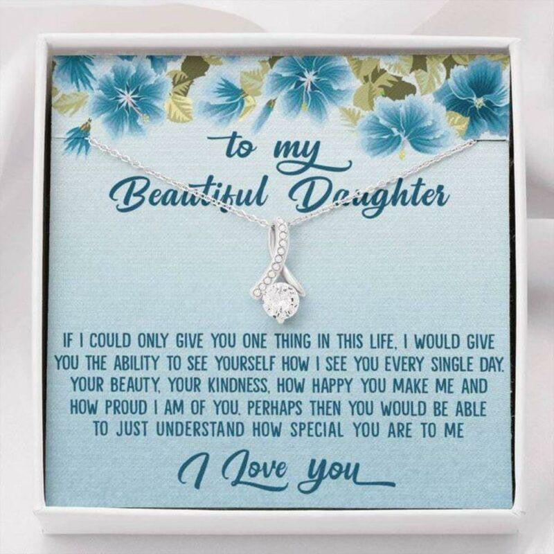 Daughter Necklace, To My Beautiful Daughter Necklace Gifts From Dad Mom