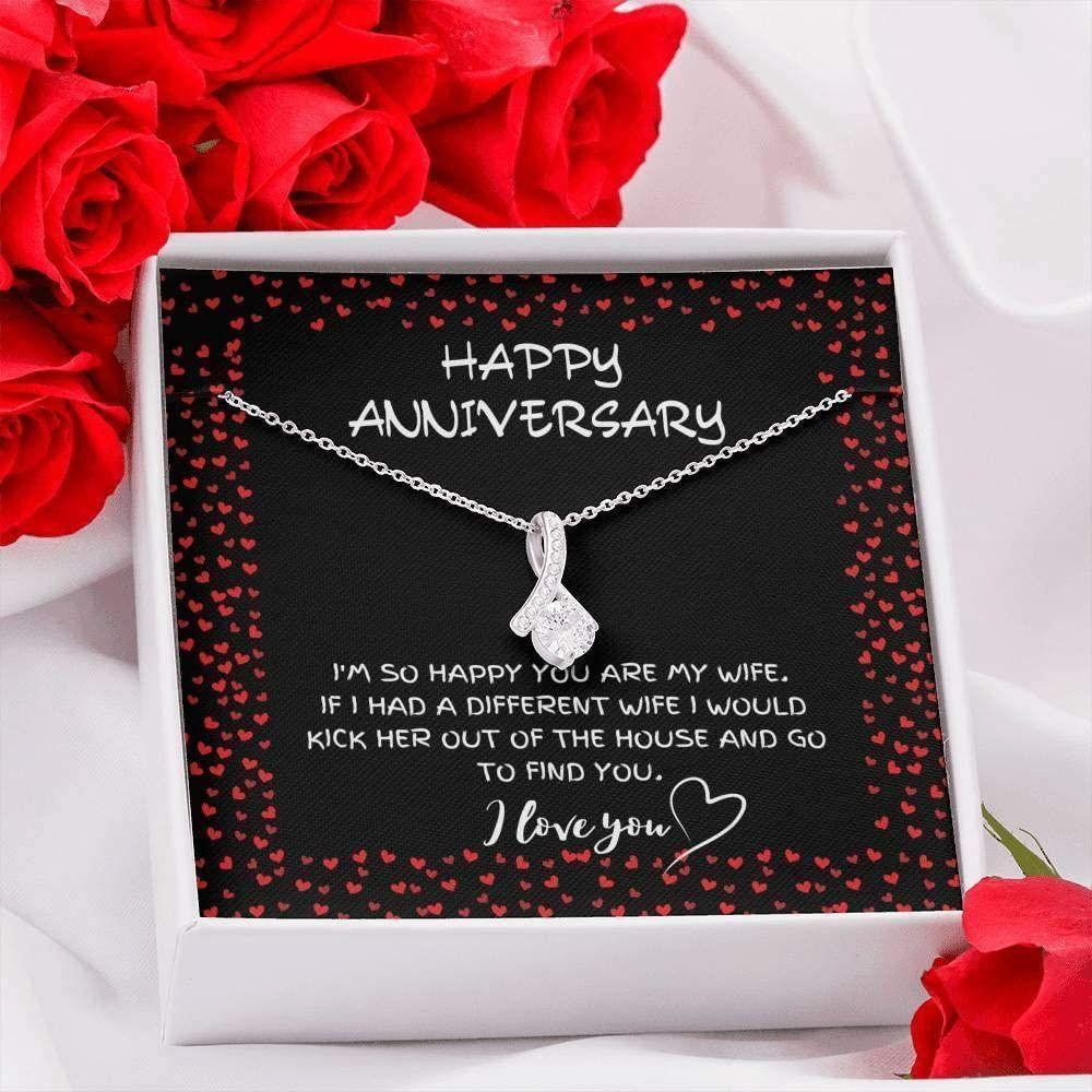 Wife Necklace, Happy Anniversary Necklace Gift For Wife From Husband