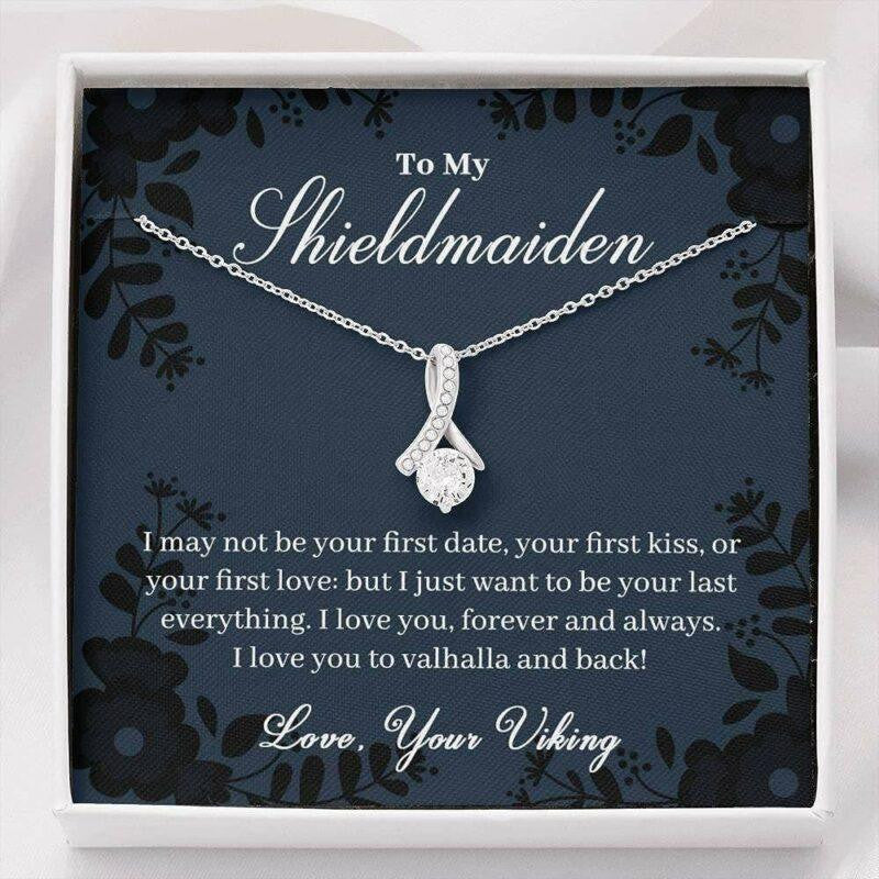 Girlfriend Necklace, Future Wife Necklace, Wife Necklace, To My Shieldmaiden Necklace Gift � Love You To Valhalla And Back, Viking