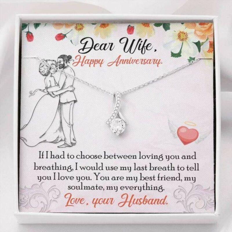 Wife Necklace, Dear Wife Breathing Alluring Beauty Necklace Anniversary Gift