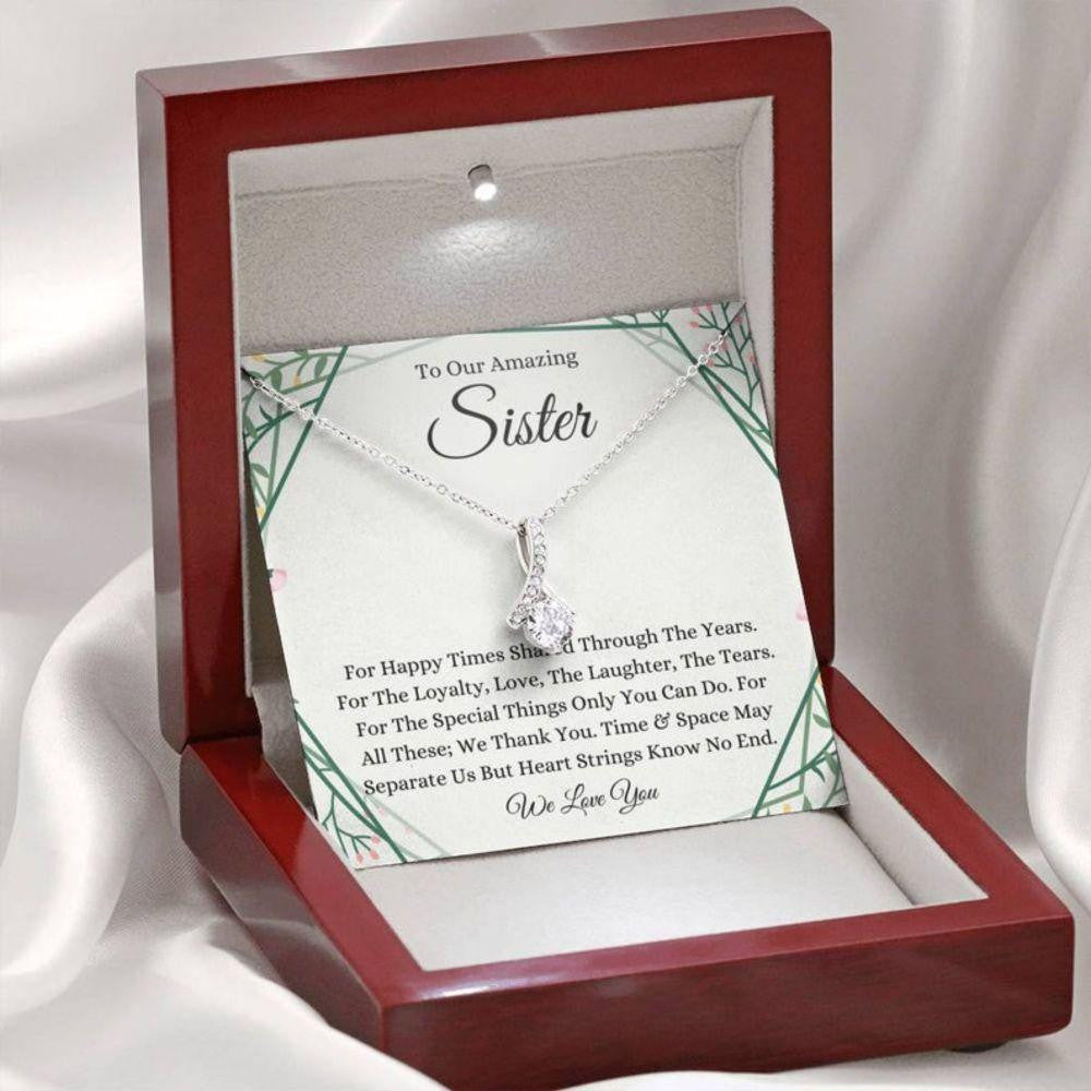 Sister Necklace, Petit Ribbon Necklace Gift To Our Sister Birthday Gift To Sister From Siblings Gift Necklace