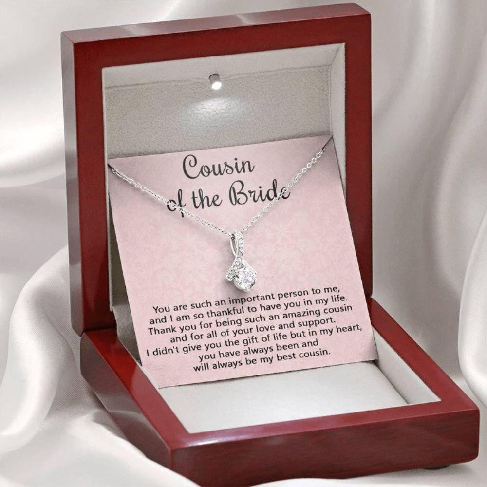 Cousin Necklace, Cousin Of The Bride Necklace Wedding Day Gift From Bride & Groom, Thank You Gift From Cousin, Cousin Wedding Gift