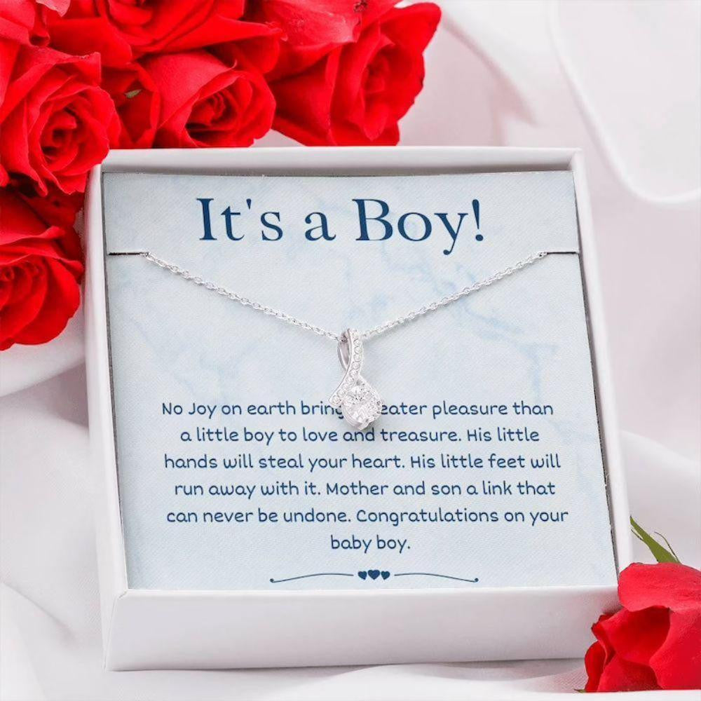 Mom Necklace, It�s A Baby Boy New Mom Necklace Gift, Gift For New Baby, New Mommy Gift
