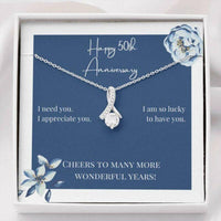 Thumbnail for Wife Necklace, To My Wife Necklace Gift � Happy 50th Anniversary Cheers Sparkle Ribbon Necklace
