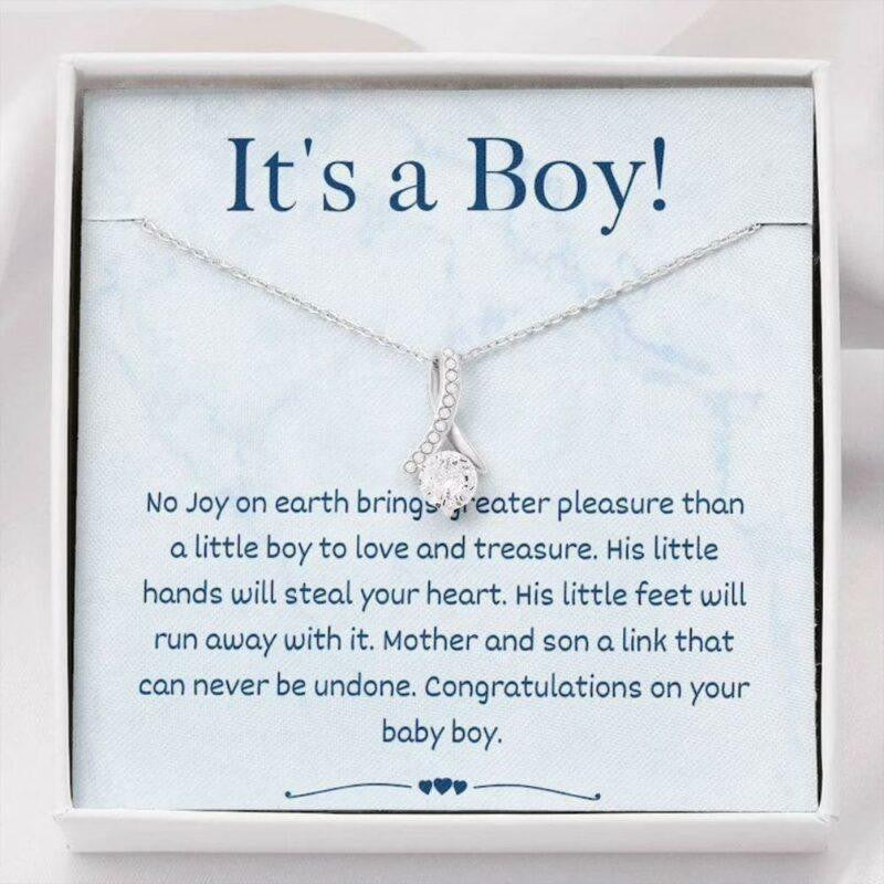 Mom Necklace, It�s A Baby Boy New Mom Necklace Gift, Gift For New Baby, New Mommy Gift
