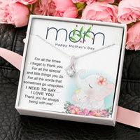 Thumbnail for Mom Necklace, Mothers Day Necklace For Mom, Happy Mothers Day Gift For Mom, Elephant Ribbon Necklace For Mom