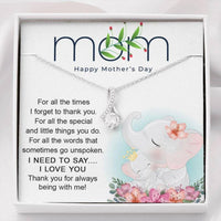 Thumbnail for Mom Necklace, Mothers Day Necklace For Mom, Happy Mothers Day Gift For Mom, Elephant Ribbon Necklace For Mom