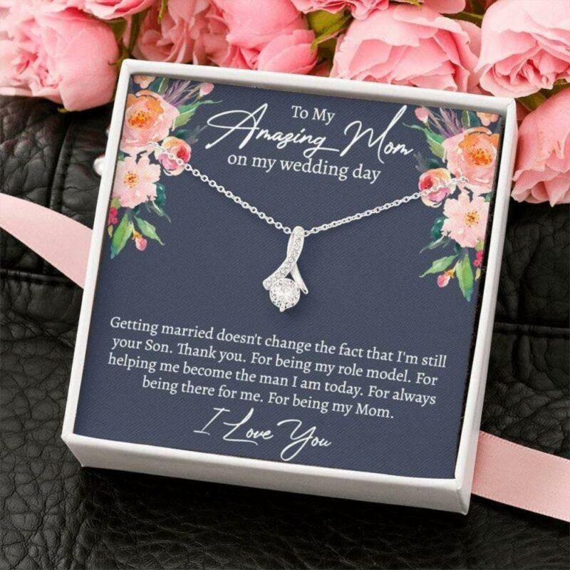 Mom Necklace, Gift To Mom On My Wedding Day, Wedding Gift, To My Mom Necklace From Son