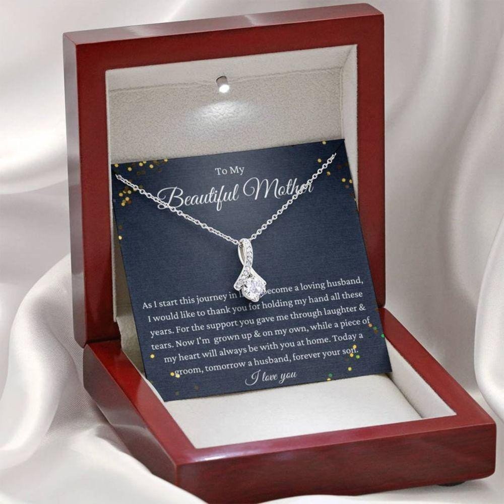 Mom Necklace, Son To Mother On Wedding Day Necklace, Mother Of The Groom Gift From Groom