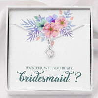 Thumbnail for Personalized Bridesmaid Proposal Gift Necklace, Will You Be My Bridesmaid Wedding Gift, Custom Name Necklace