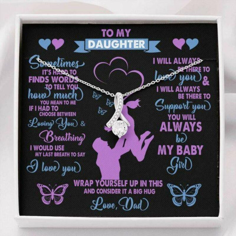 Daughter Necklace, To My Daughter Necklace Gift From Dad �Breathing� Alluring Beauty Necklace