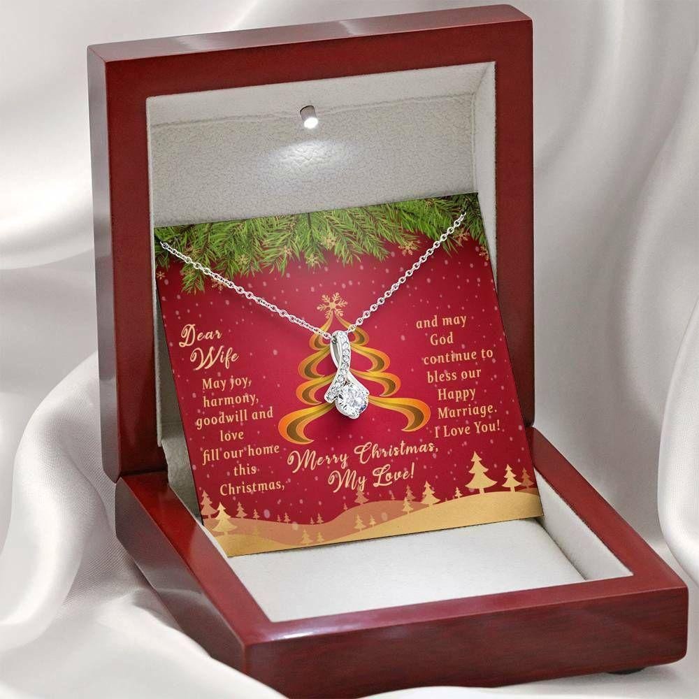 Wife Necklace, Wife Christmas Cubic Zirconia Necklace Jewelry Gift � Merry Christmas My Love