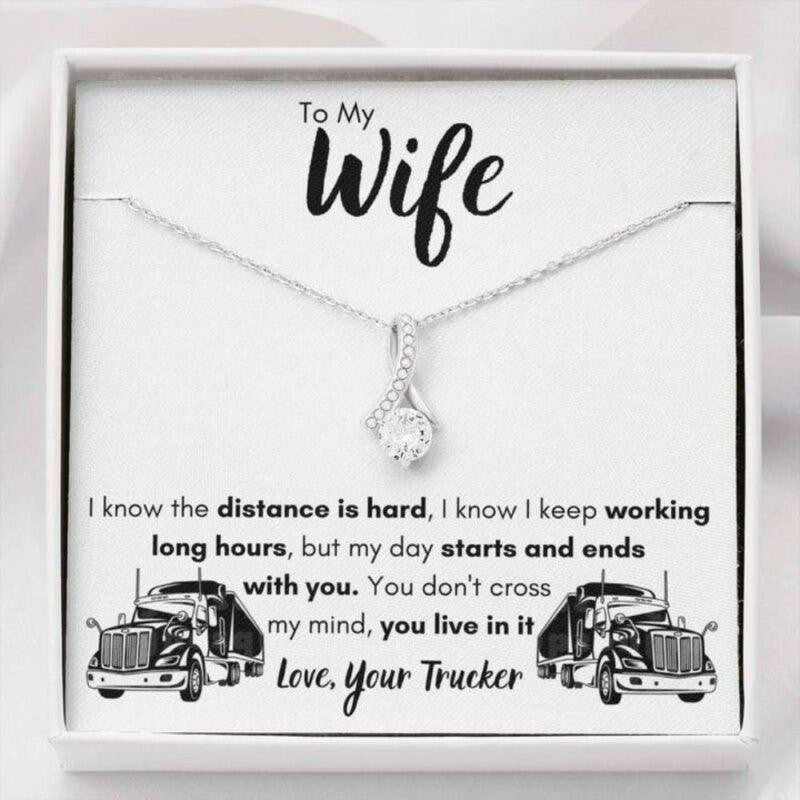 Wife Necklace, To My Wife Love, Your Trucker Alluring Beauty Necklace Gift