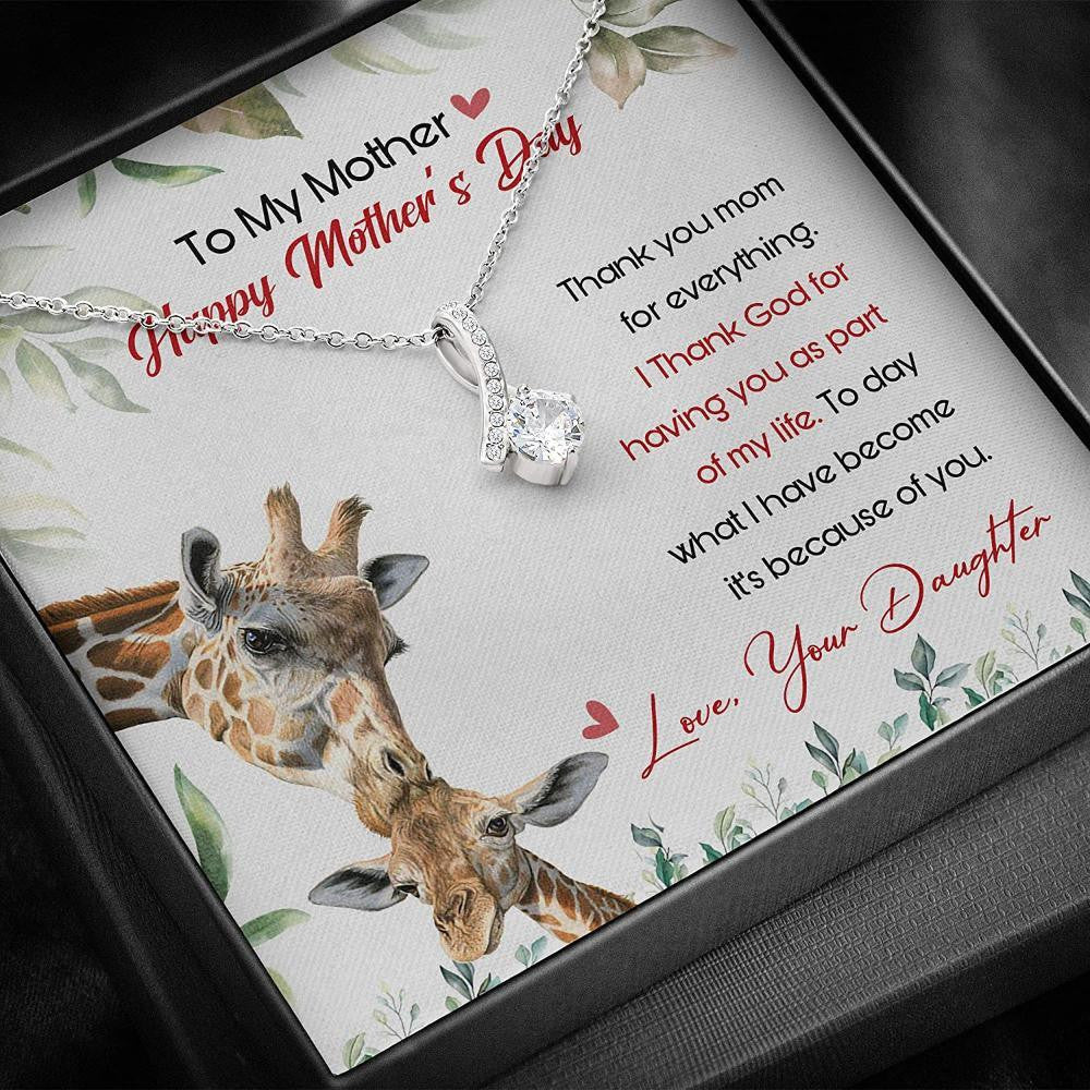 Mom Necklace, Mothers Day Necklace � Thank You Mom Giraffe Gift From Daughter Gift