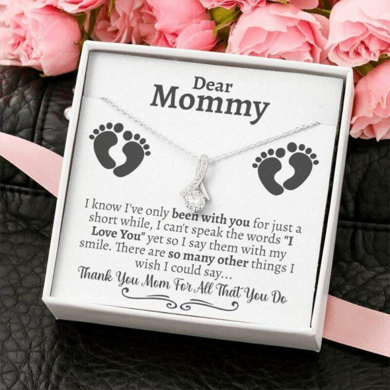 Mom Necklace Gift From Baby, Gift For New Moms After Birth Necklace