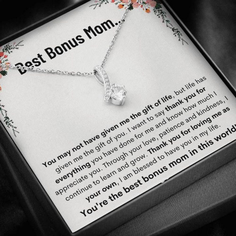 Bonus Mom Necklace, Best Bonus Mom �Learn And Grow� Alluring Beauty Necklace Gift
