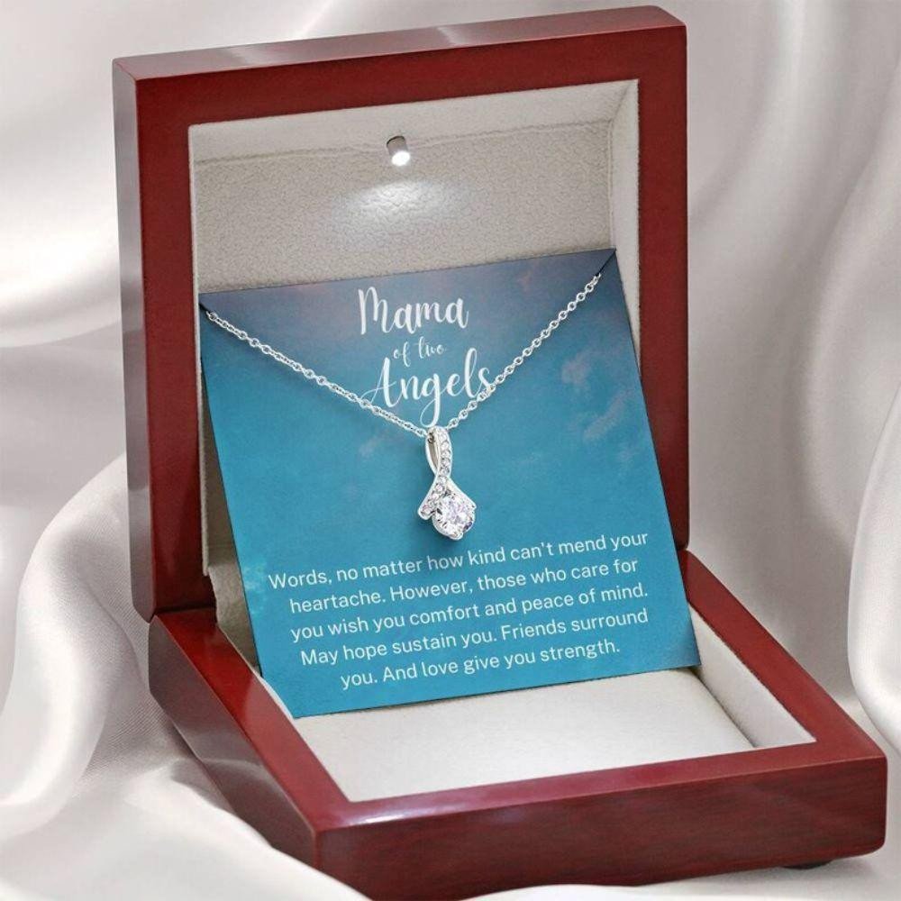 Mama Of Two Angels Necklace, Twin Miscarriage Gift, Loss Of Twins, Miscarriage Keepsake Necklace