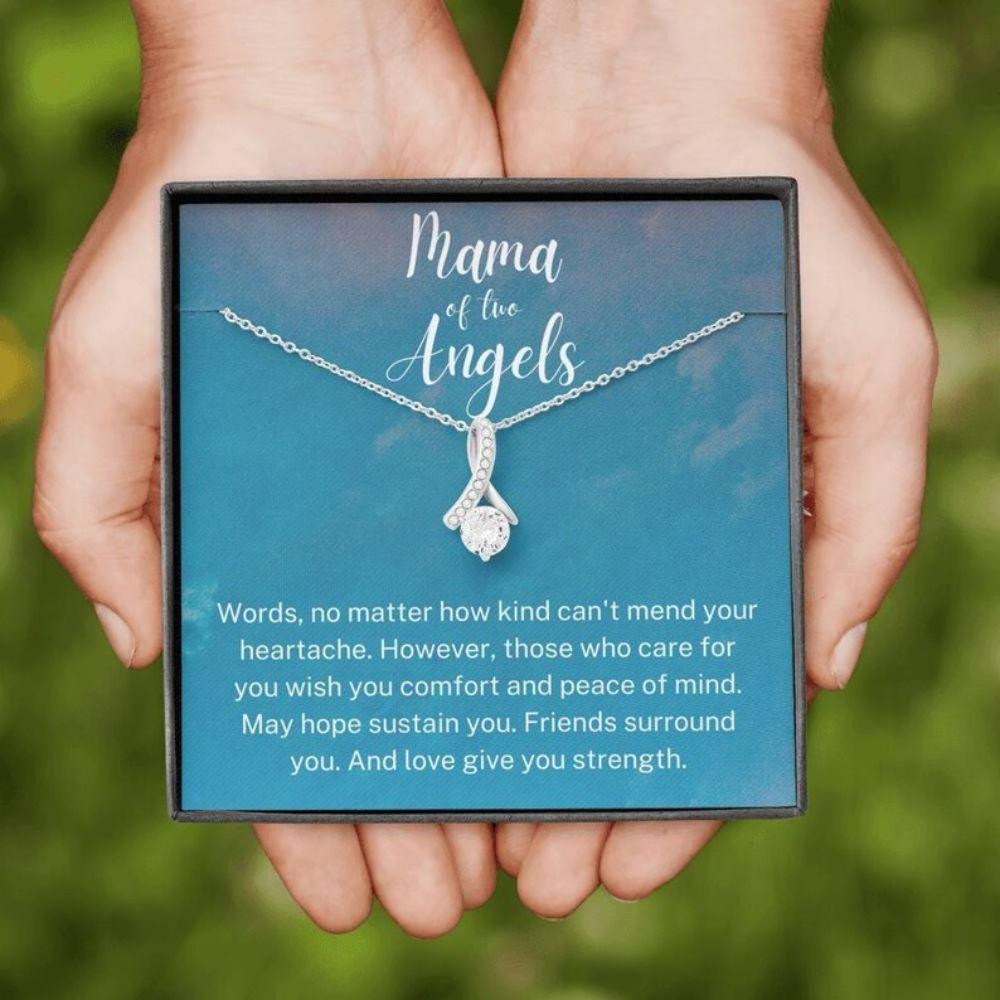 Mama Of Two Angels Necklace, Twin Miscarriage Gift, Loss Of Twins, Miscarriage Keepsake Necklace