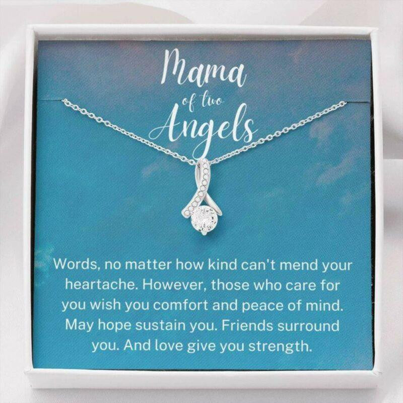 Mama Of Two Angels Necklace, Twin Miscarriage Gift, Loss Of Twins, Miscarriage Keepsake Necklace