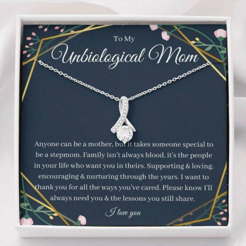 Stepmom Necklace, Bonus Mom Necklace, Wedding Gift For Step Mother Stepmom Unbiological Mom From Bride