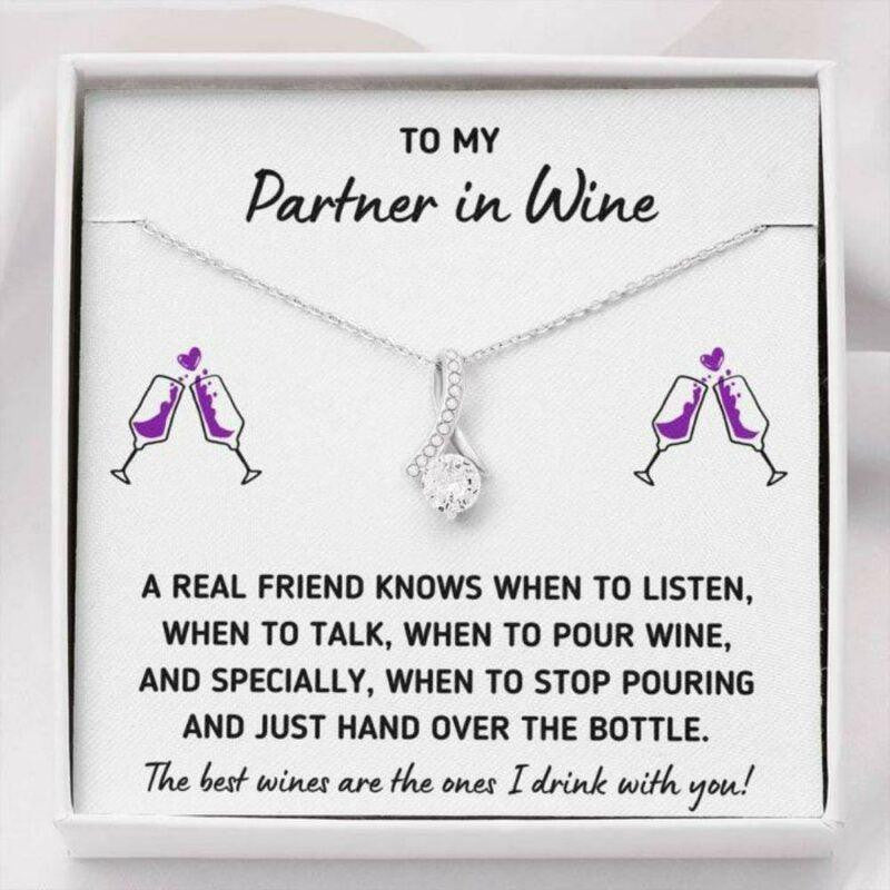 Girlfriend Necklace, To My Partner In Wine �Hand Over The Bottle� Necklace Gift