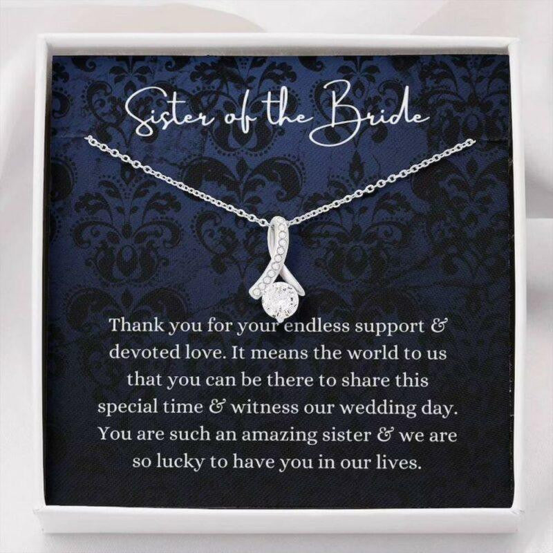 Sister Necklace, Sister Of The Bride Necklace Gift, Sister Wedding Gift From Bride And Groom, Bridal Party