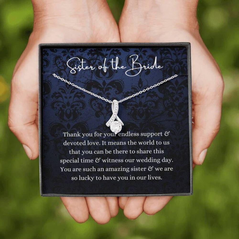 Sister Necklace, Sister Of The Bride Necklace Gift, Sister Wedding Gift From Bride And Groom, Bridal Party
