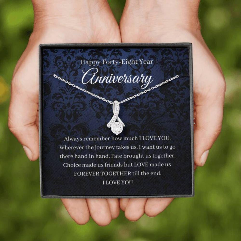 Wife Necklace, 48th Wedding Anniversary Necklace Gift For Wife Home Improvement Forty Eightieth 48 Year