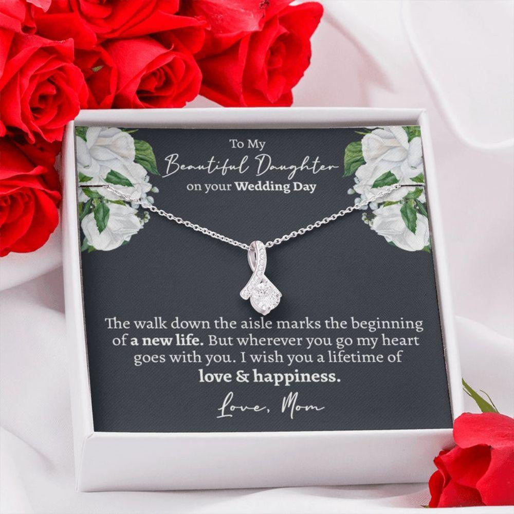 Mom Necklace, Sentimental Daughter Wedding Day Gift, Mother Of The Bride Gift, Wedding Gift For Daughter From Mom, Mother To Bride Gifts