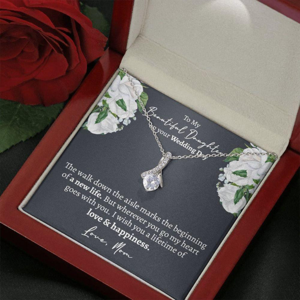 Mom Necklace, Sentimental Daughter Wedding Day Gift, Mother Of The Bride Gift, Wedding Gift For Daughter From Mom, Mother To Bride Gifts