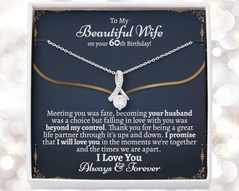 Wife Necklace, Meaningful Wife 60th Birthday Necklace Gift, Birthday Necklace Gift For Wife Turning 60, Gift For Wife 60th Birthday