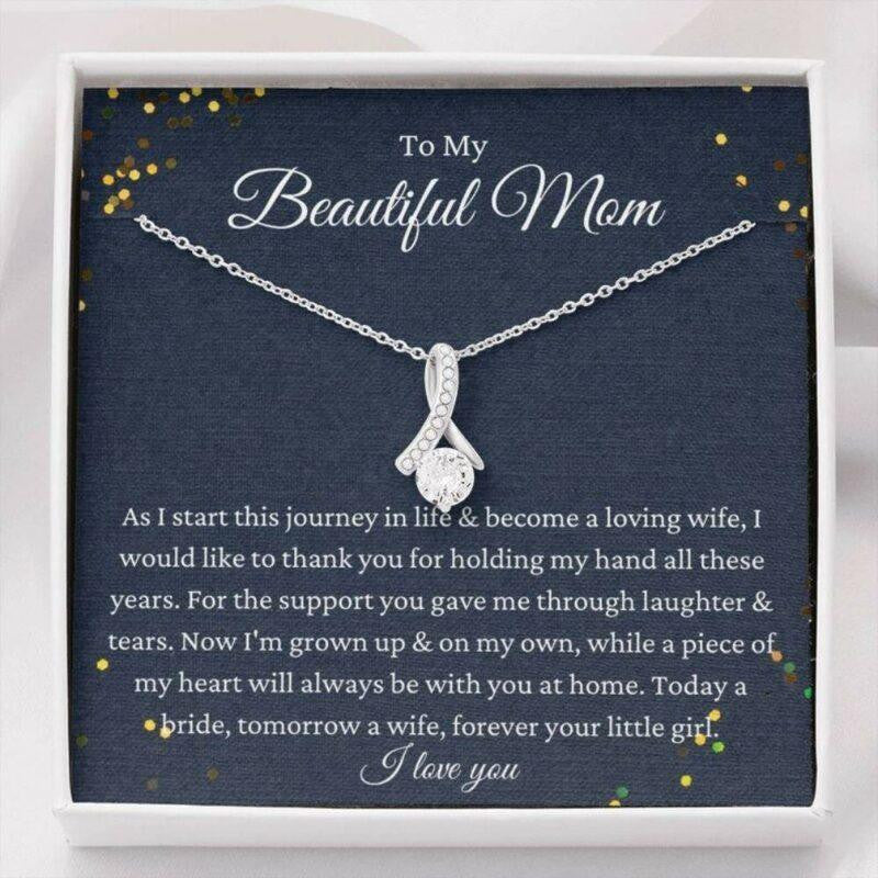 Mom Necklace, To My Mother On Wedding Day Necklace, Mother Of The Bride Gift From Daughter, Gift For Mom From Bride