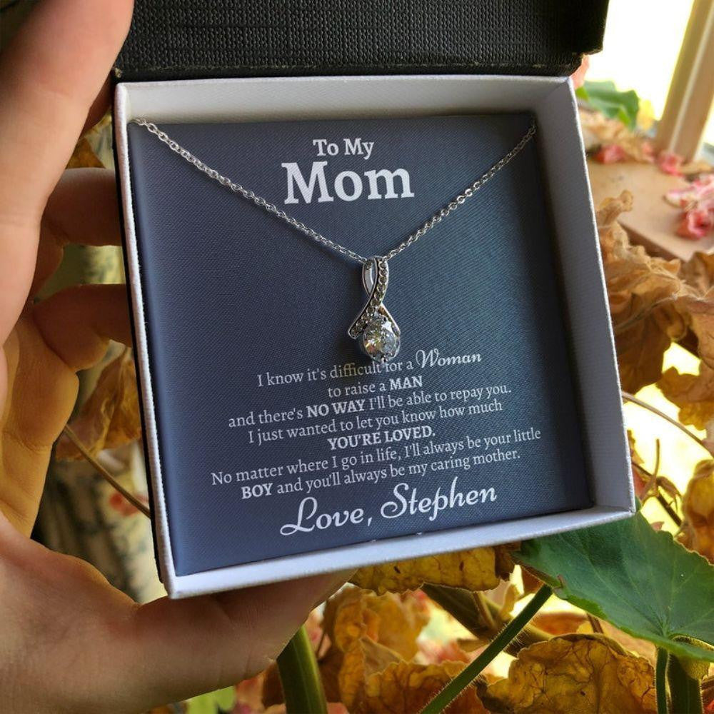 Mom Necklace, Mom Son Necklace, Birthday Necklace Gift Idea For Mom From Son, Sentimental Gift For Mom From Son, Mother Son Gift