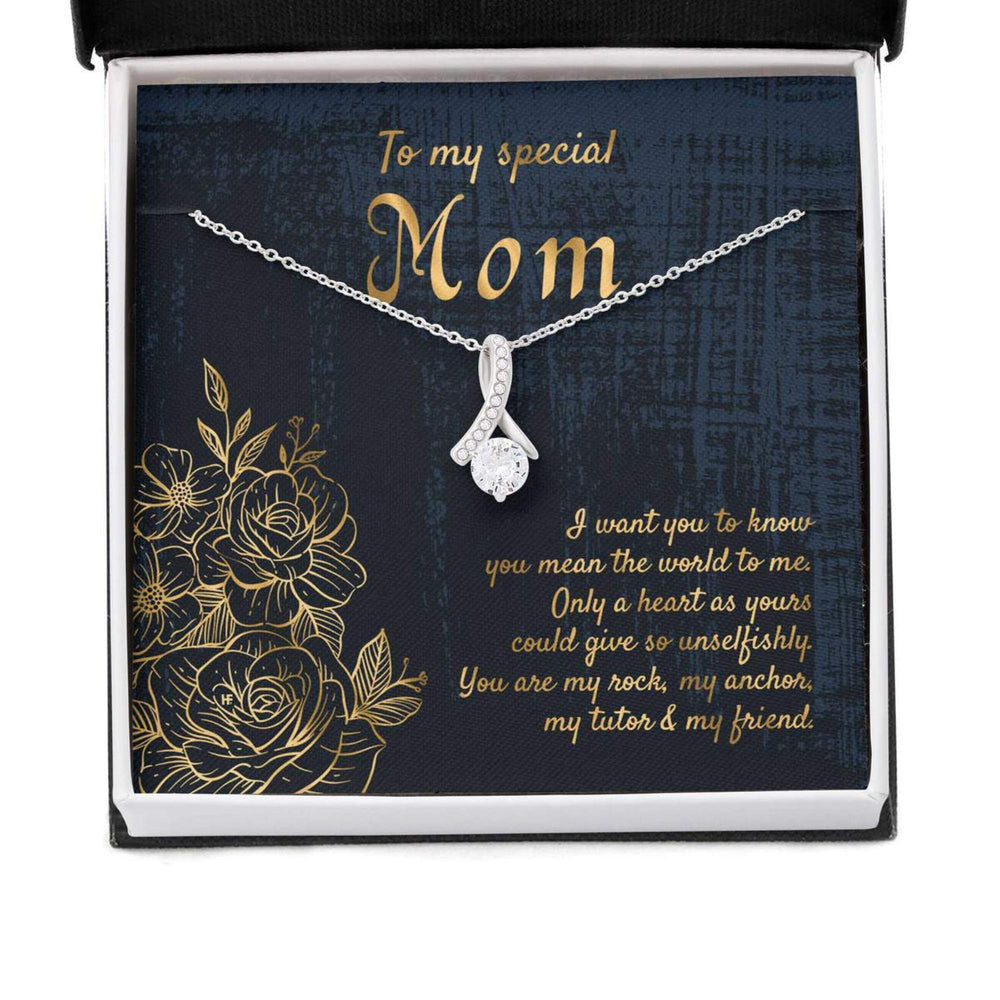 Mom Necklace, Gift For My Special Mom On Mother�s Day With Golden Lined Roses  Alluring Beauty Necklaces