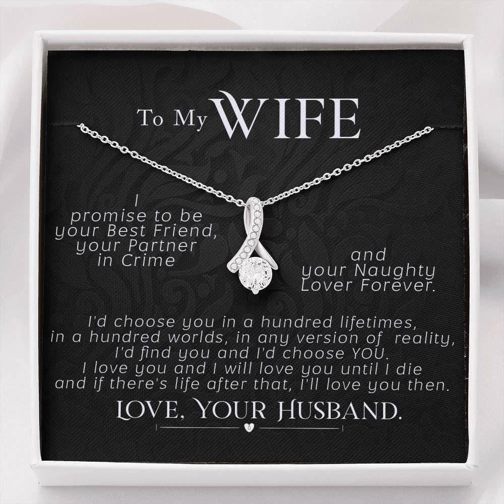 Wife Necklace, To My Wife Necklace Wife Gift For Her, Cubic Zirconia Pendant, I Promise To Be!