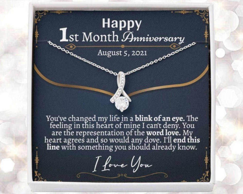 Wife Necklace, Personalized 1 Month Anniversary Necklace, One Month Dating Anniversary, 1 Month Wedding Anniversary Necklace Girlfriend