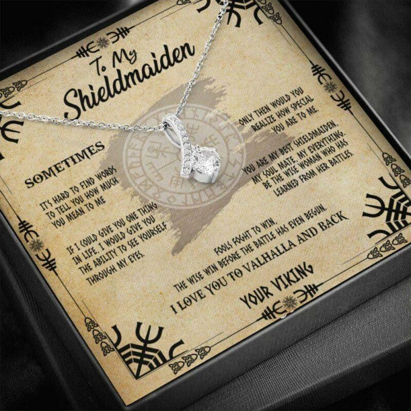 Wife Necklace, To My Shieldmaiden Necklace Love Your Viking, Gift For Wife Shieldmaiden, Viking Style