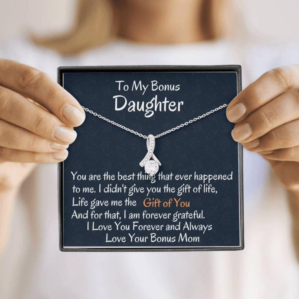 Stepdaughter Necklace, To My Bonus Daughter Gift Of You Necklace, Birthday Gift, I Love You