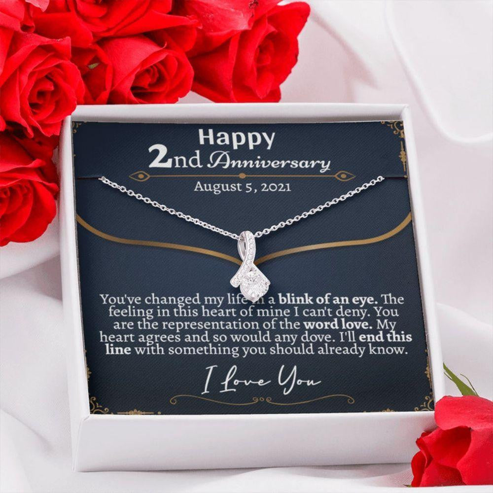 Wife Necklace, Personalized 2 Year Anniversary Necklace, Traditional 2nd Wedding Anniversay, 2nd Year Wedding Anniversary