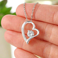 Thumbnail for Mom Necklace, Gift For Mother Of The Bride, You Held Her First, CZ Pendant Heart Necklace