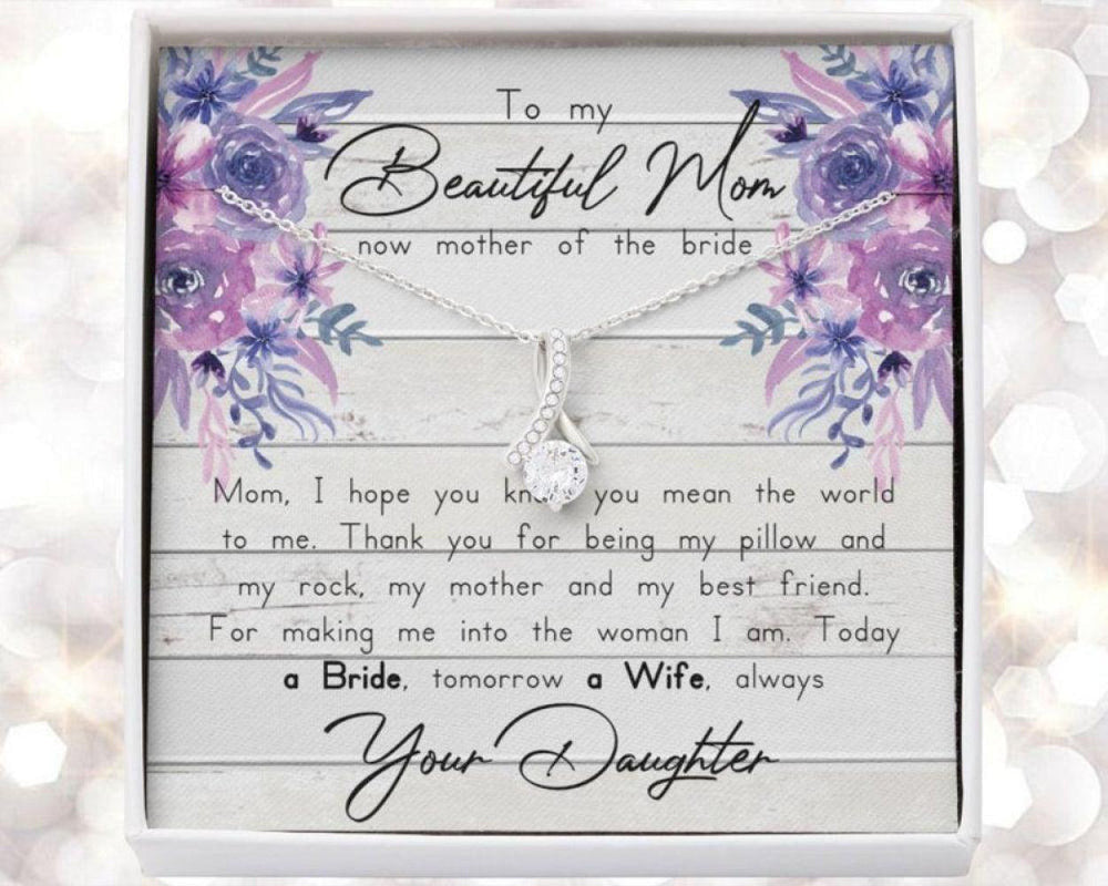 Mom Necktace, To My Mom On My Wedding Day Necklace, Bride To Mom Gift, Mother Of The Bride Gift From Daughter, Wedding Gift For Mom