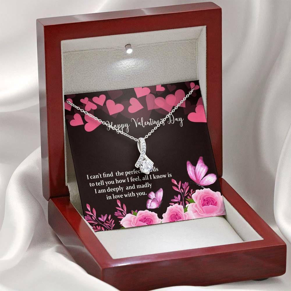 Girlfriend Necklace, Necklace Pendant CZ Gift For Her Valentine Gift � Deeply And Madly In Love W/You!