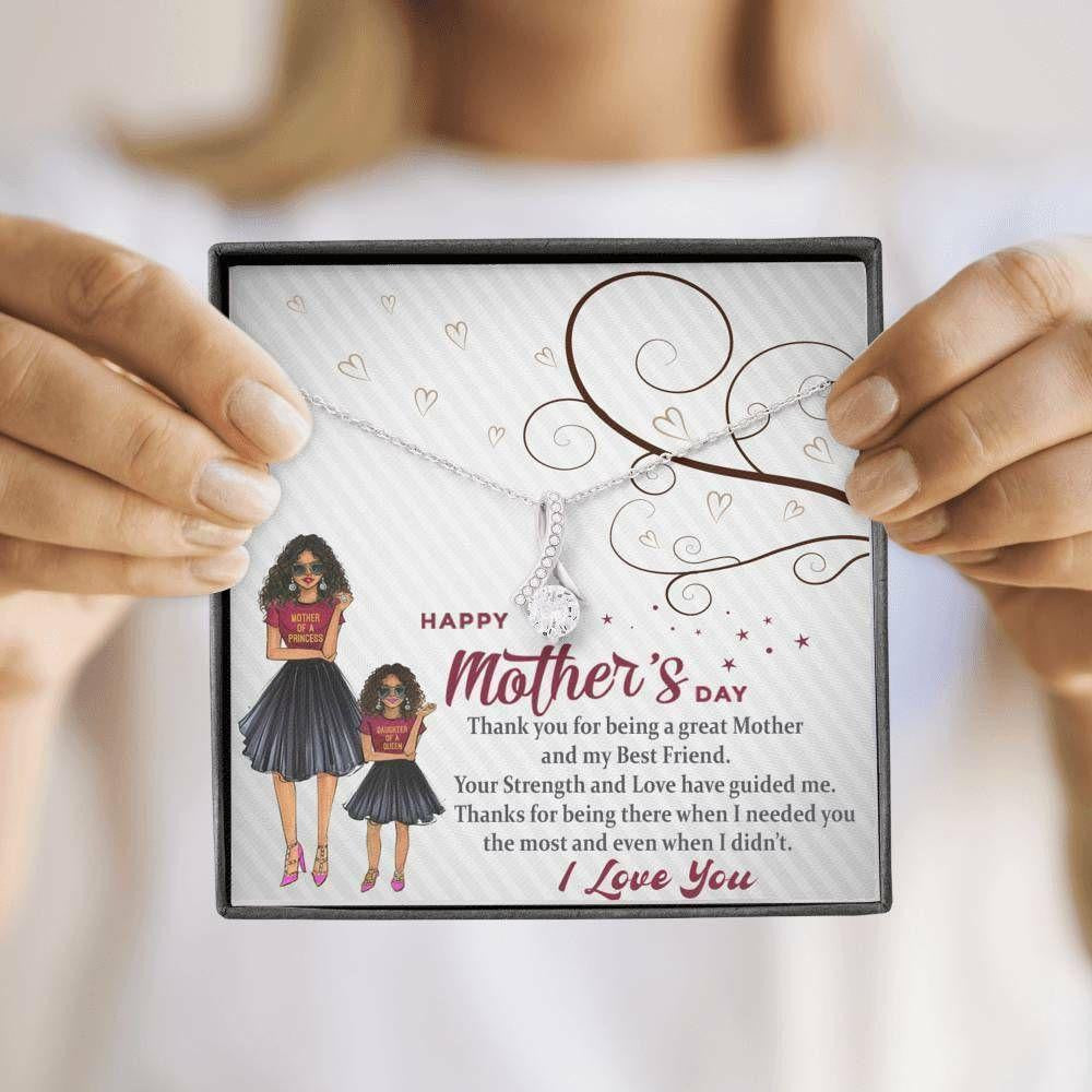 Mom Necklace, MOTHERS DAY Necklace Gift Mom Jewelry CZ Necklace Mom Thank You Msg Card