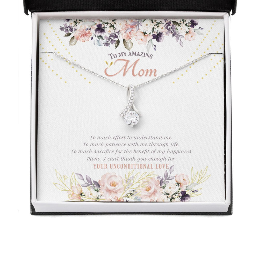 Mom Necklace, Elegant Gift For My Amazing Mom On Mother�s Day With Watercolor Flowers,  Alluring Beauty Necklaces
