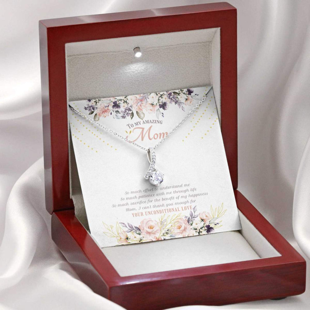 Mom Necklace, Elegant Gift For My Amazing Mom On Mother�s Day With Watercolor Flowers,  Alluring Beauty Necklaces