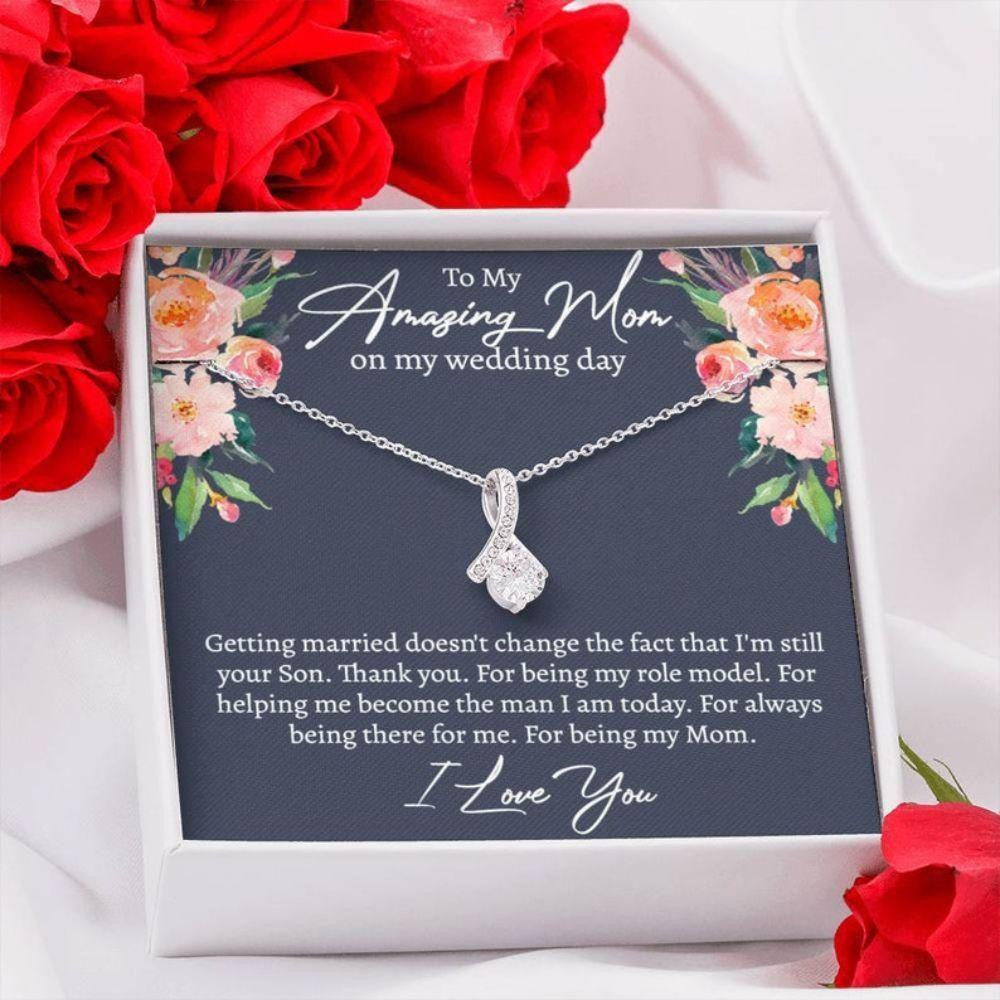 Mom Necklace, Gift To Mom On My Wedding Day, Son To Mother On Wedding Day, Wedding Gift To My Mom From Son